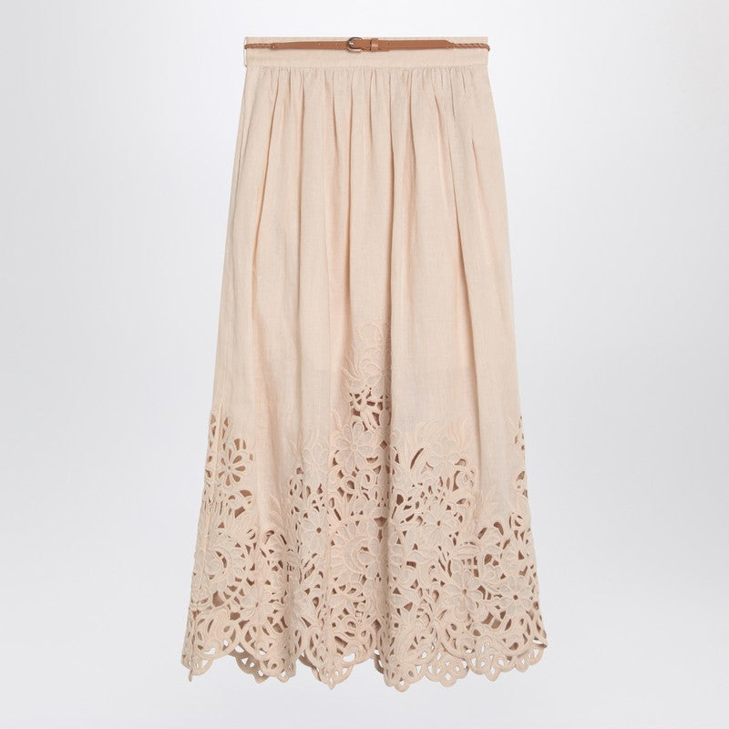 スカート ZIMMERMANN WYLIE CREAM COLORED MIDI SKIRT ZIMMERMANN Wylie cream colored midi skirt