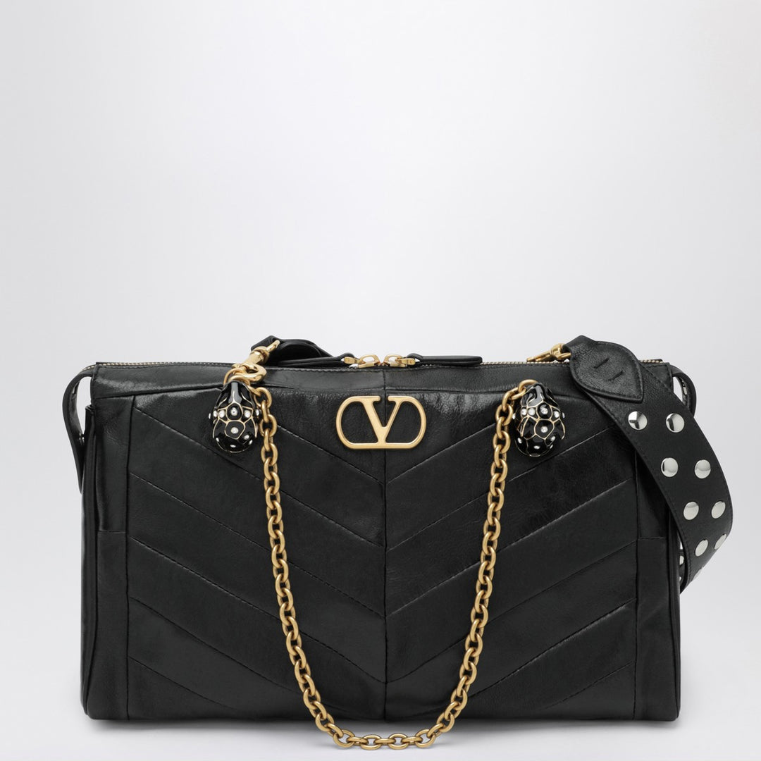 Valentino Garavani Panthea bag in black chevron-pattern nappa