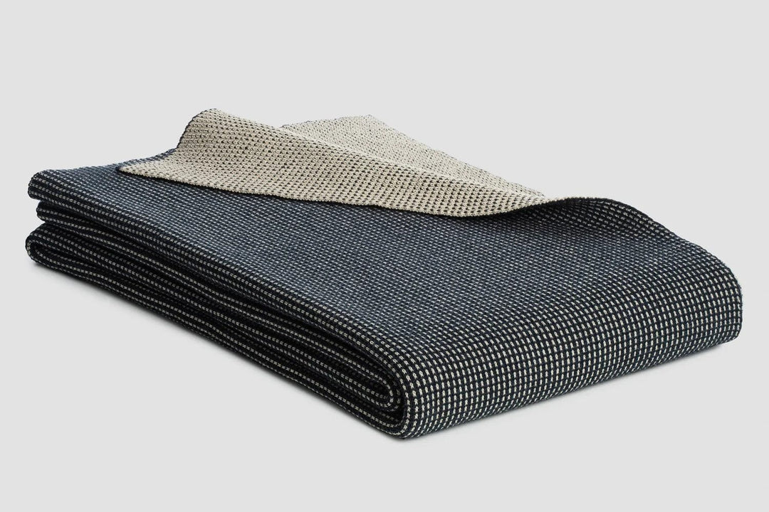 Bemboka Blankets King /Single 220 x 180cm / Ink/Wheat Bemboka Reversible Box Knitted Weighted Blankets Bemboka: Luxury Reversible Box Knitted Weighted Blankets Brand