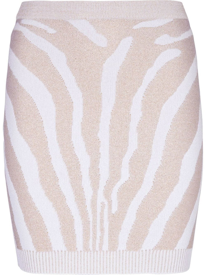 Balmain Skirts Balmain Zebra Print Skirt Balmain Zebra Print Mini Skirt Beige/White Brand