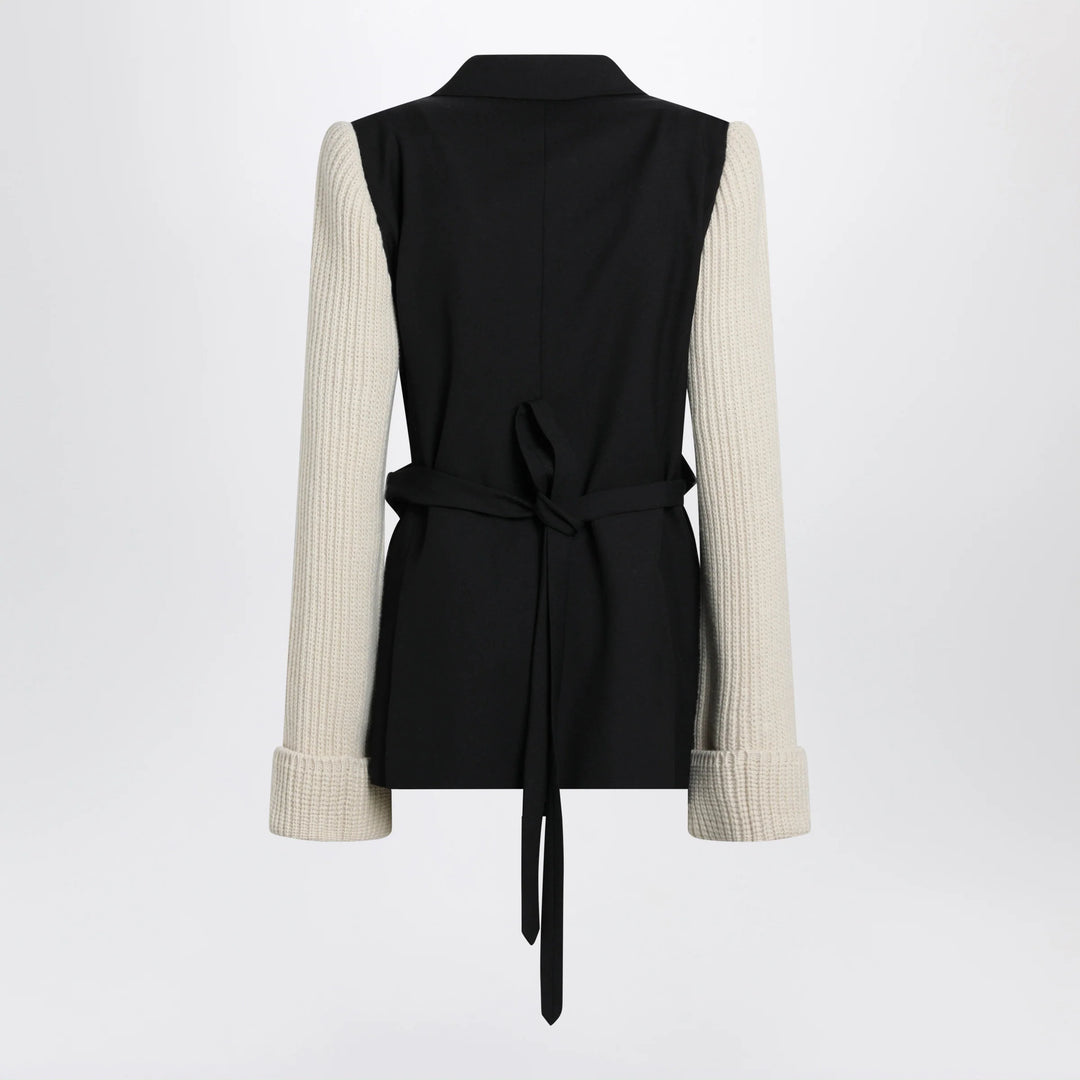 Dries Van Noten - Black/white jacket with ribbed knit sleeves