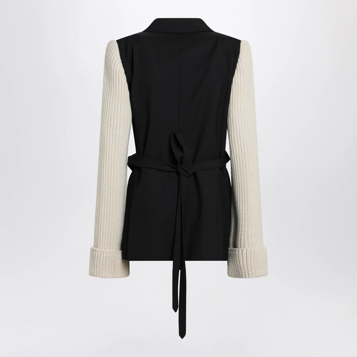 Dries Van Noten - Black/white jacket with ribbed knit sleeves