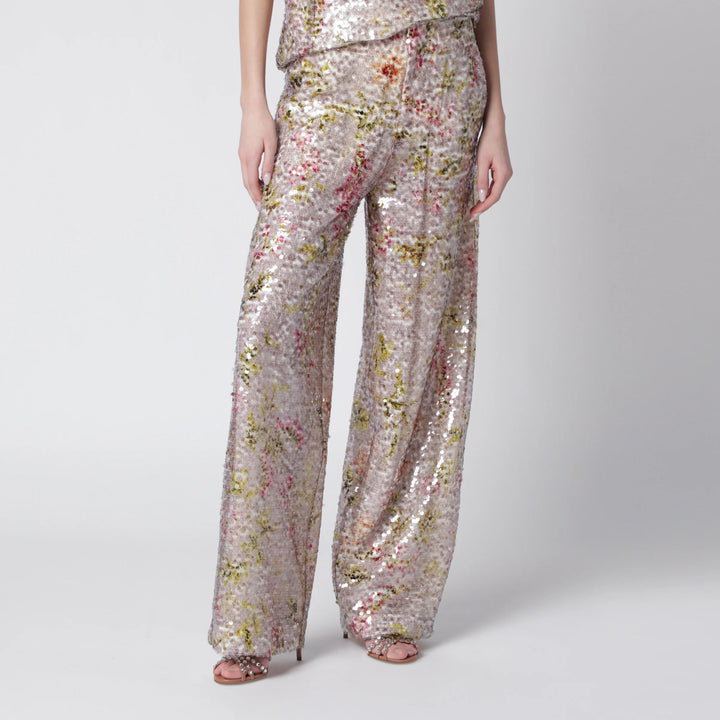 Alberta Ferretti - Sequin trousers with floral pattern