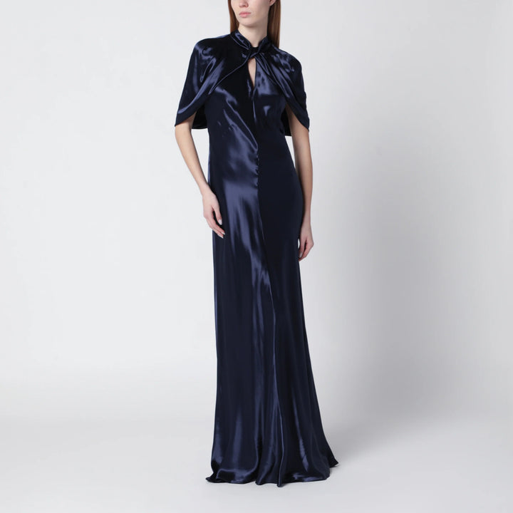 Alberta Ferretti - Long blue dress in shiny satin