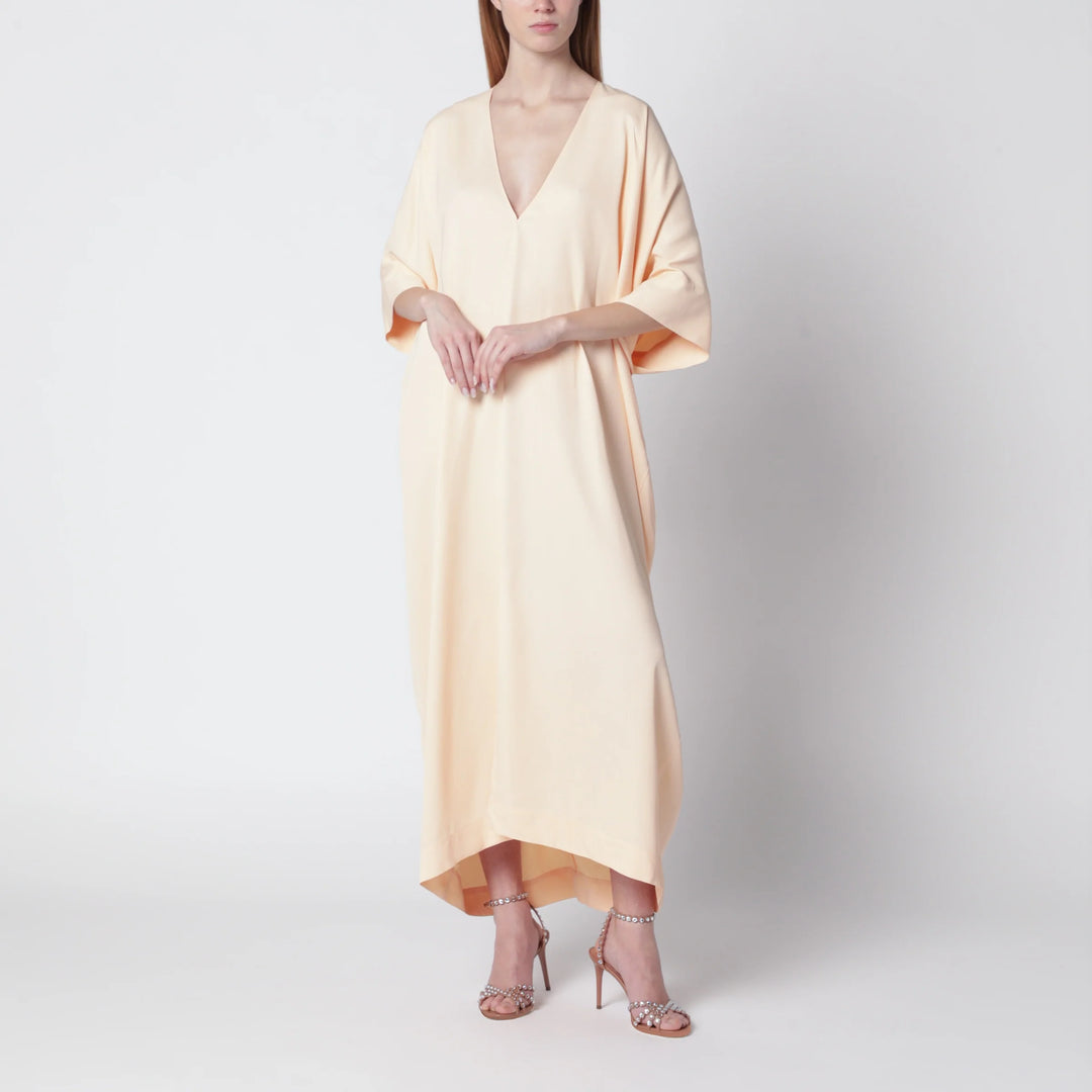 Alberta Ferretti - Long pink caftan dress with V-neck