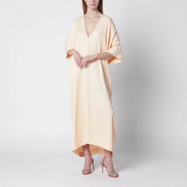Alberta Ferretti - Long pink caftan dress with V-neck