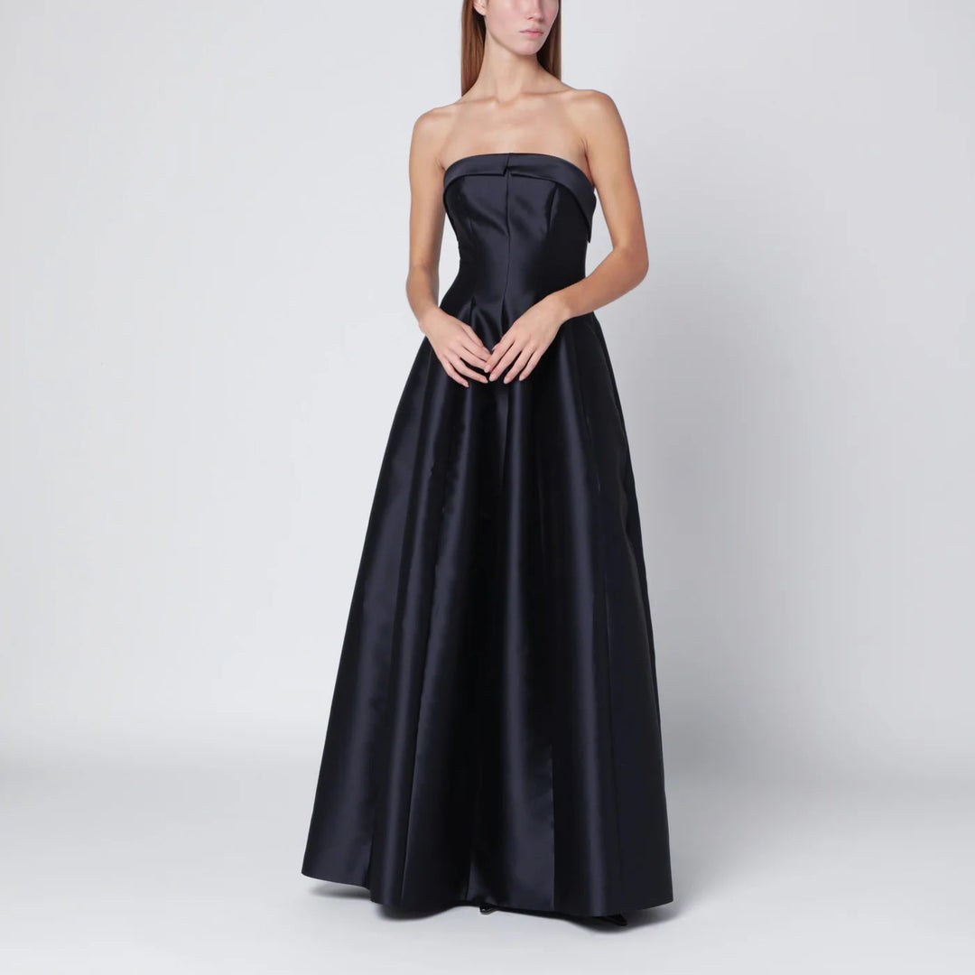 Alberta Ferretti - Blue evening dress in silk-blend mikado