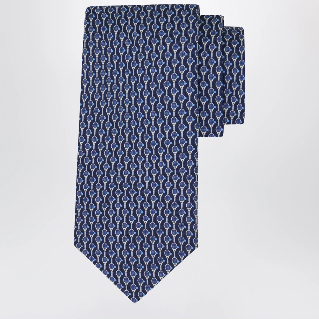 Ferragamo - Royal Blue Tennis Print Silk Tie