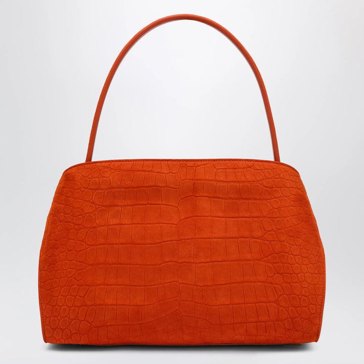 Ferragamo - Orange Hug Soft M top-handle bag with crocodile effect