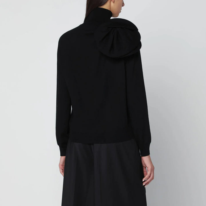 Moschino - Black turtleneck sweater with flower detail