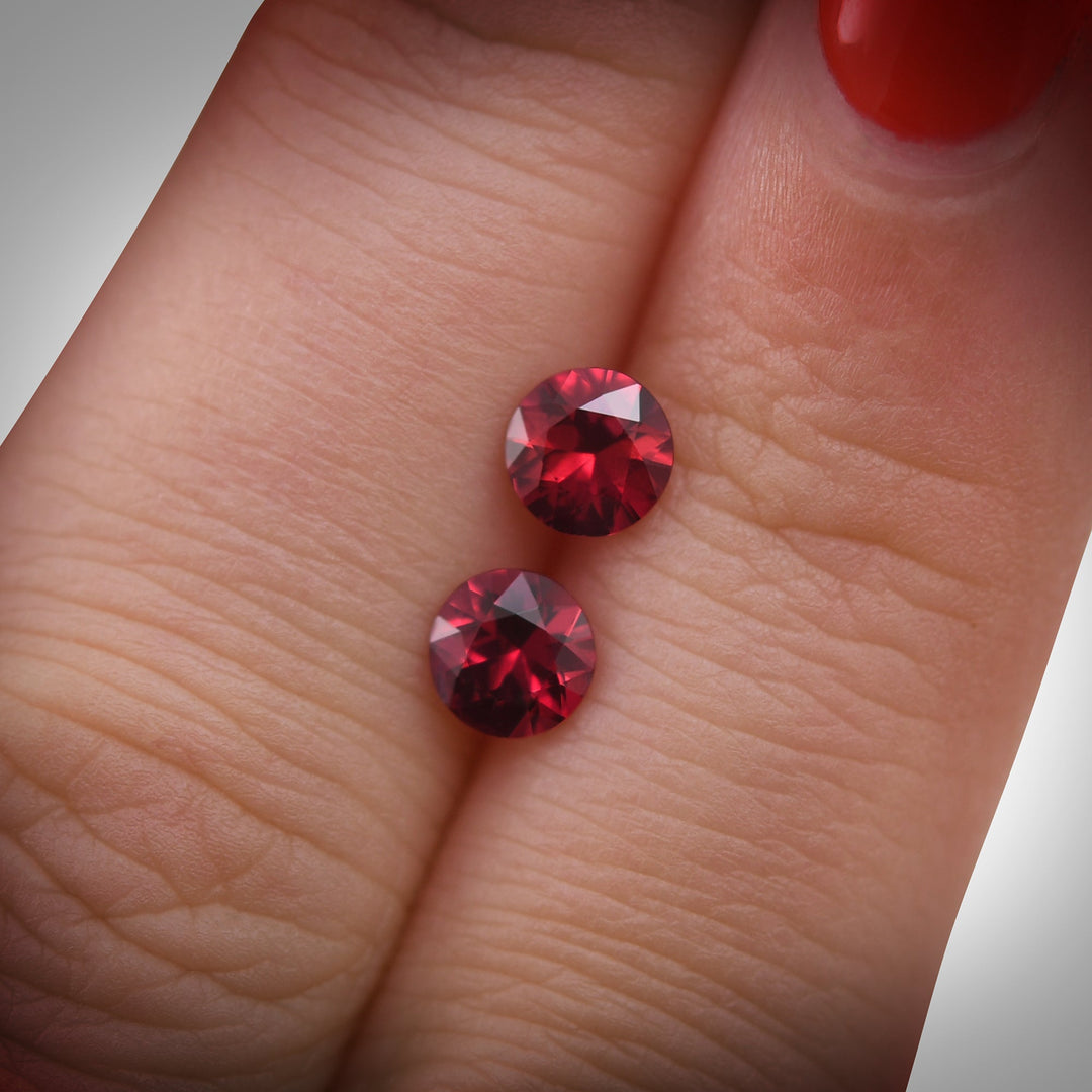 1.12 Carat Red MOZAMBIQUE Round Rubies Pair