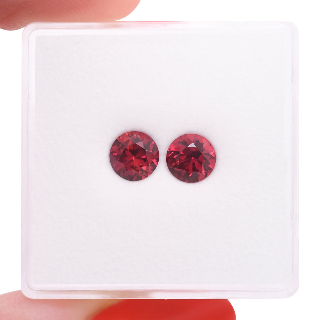 1.20 Carat Red MOZAMBIQUE Round Rubies Pair