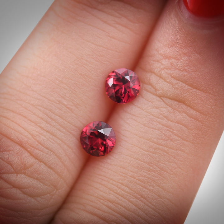 1.20 Carat Red MOZAMBIQUE Round Rubies Pair