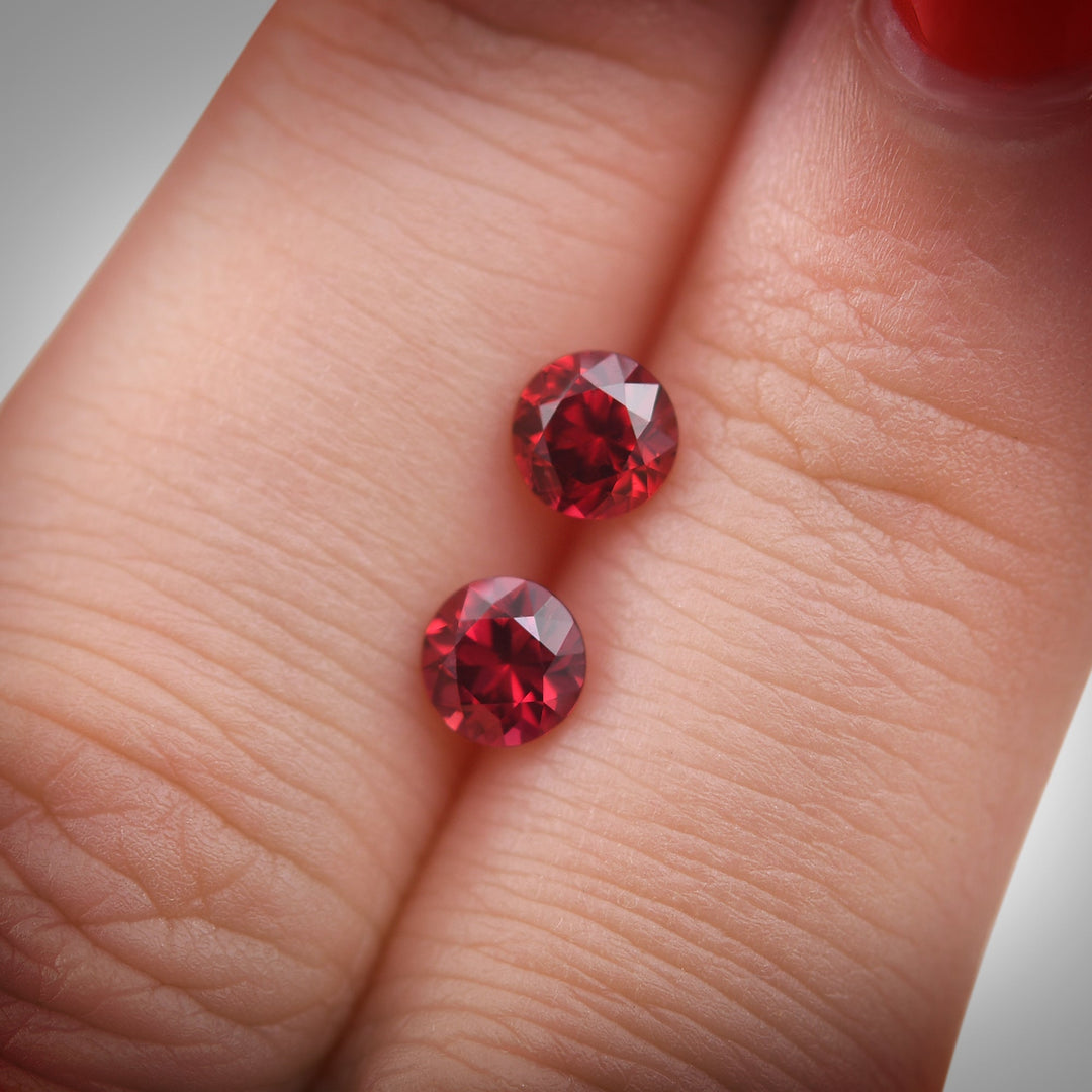 1.22 Carat Red MOZAMBIQUE Round Rubies Pair