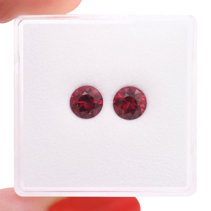 1.30 Carat Red MOZAMBIQUE Round Rubies Pair