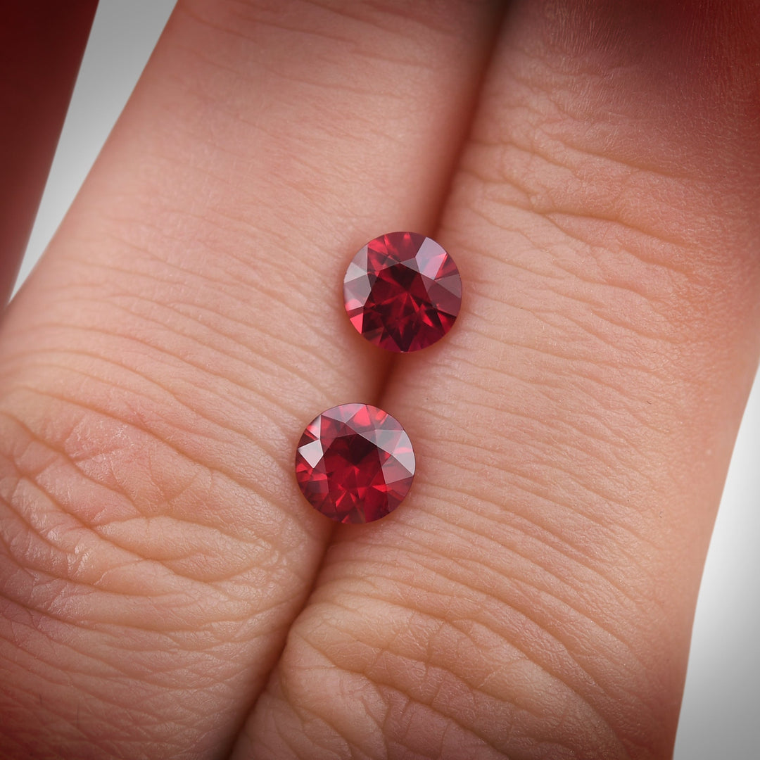1.45 Carat Red MOZAMBIQUE Round Rubies Pair
