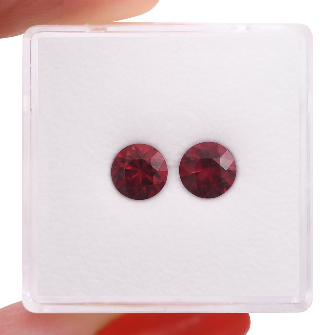 1.50 Carat Red MOZAMBIQUE Round Rubies Pair