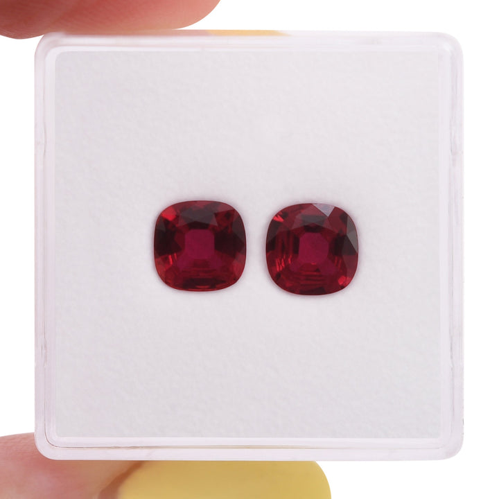 1.63 Carat Red MOZAMBIQUE Cushion Rubies Pair