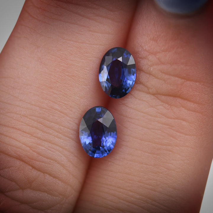 1.75 Carat Blue SRI LANKAN Oval Sapphires Pair