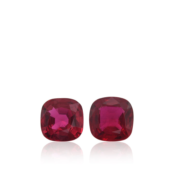 1.86 Carat Red MOZAMBIQUE Cushion Rubies Pair