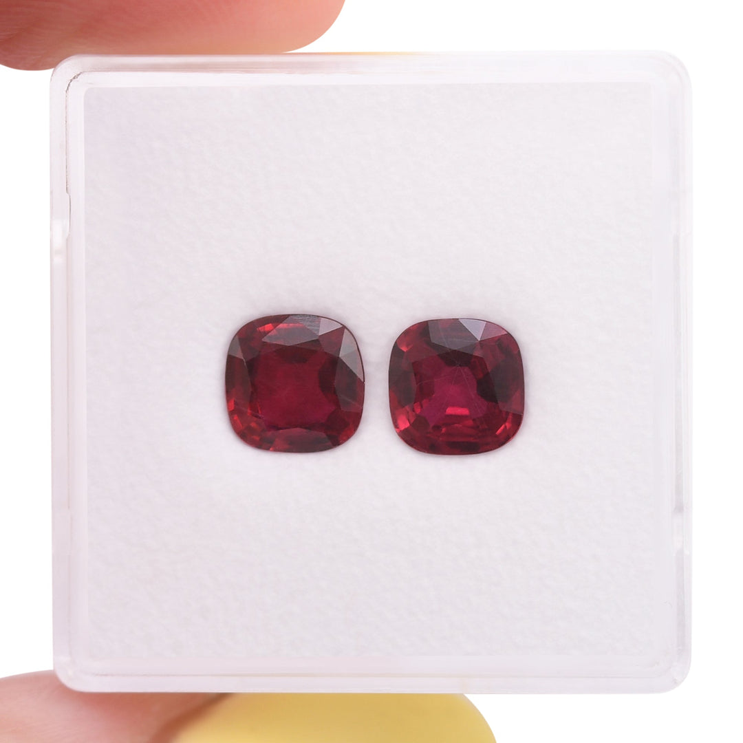 1.86 Carat Red MOZAMBIQUE Cushion Rubies Pair