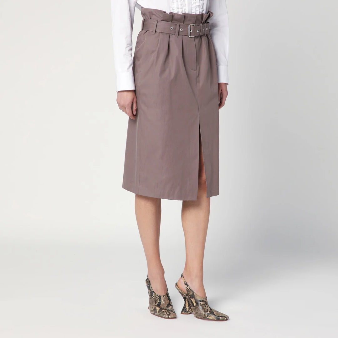 Dries Van Noten - Taupe skirt in cotton with belt
