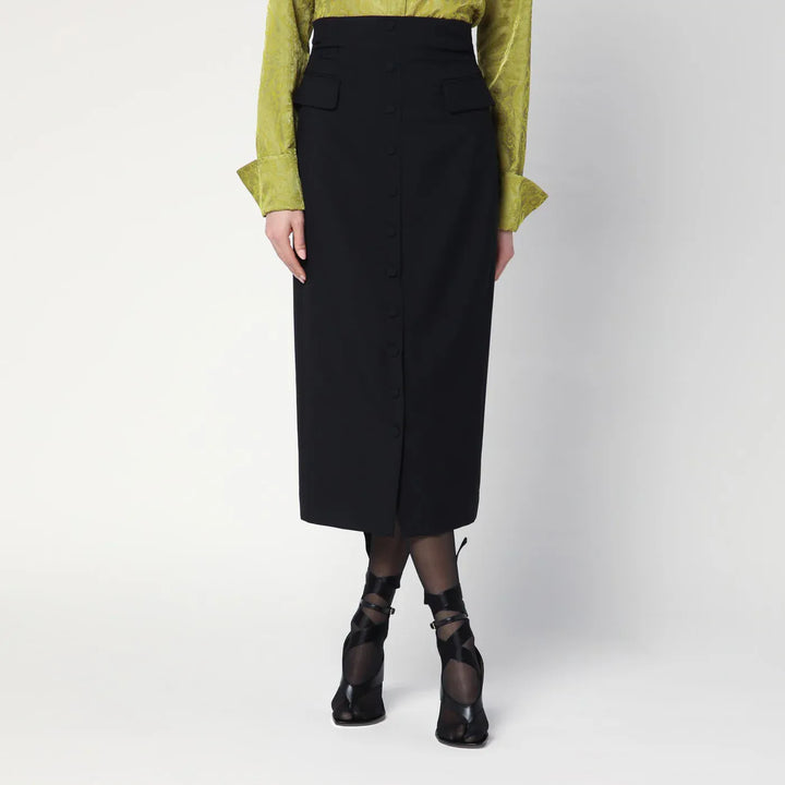Dries Van Noten - Black wool and mohair midi skirt Brand Skirts 38  FR