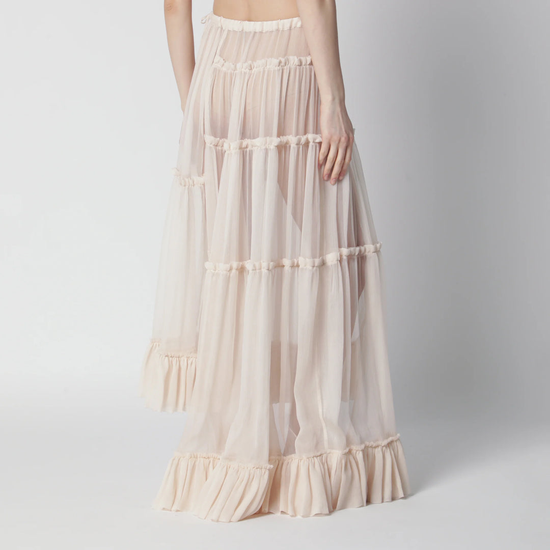 Dries Van Noten - Écru semi-sheer silk skirt