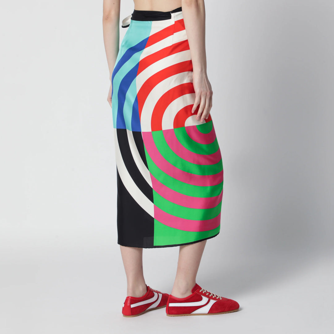 Dries Van Noten - Multicolor graphic print silk skirt