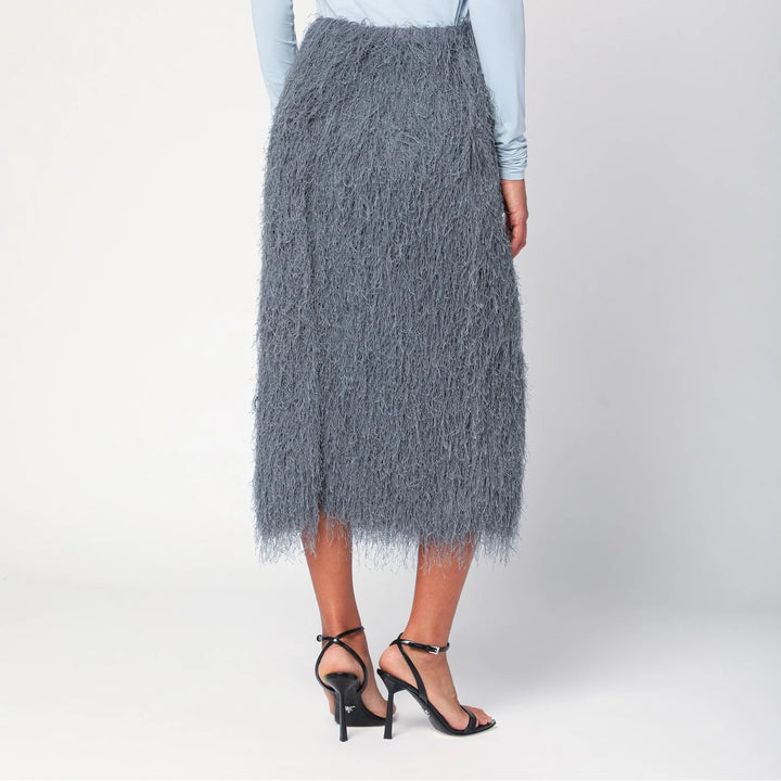 Dries Van Noten - Dark grey midi skirt with fringes