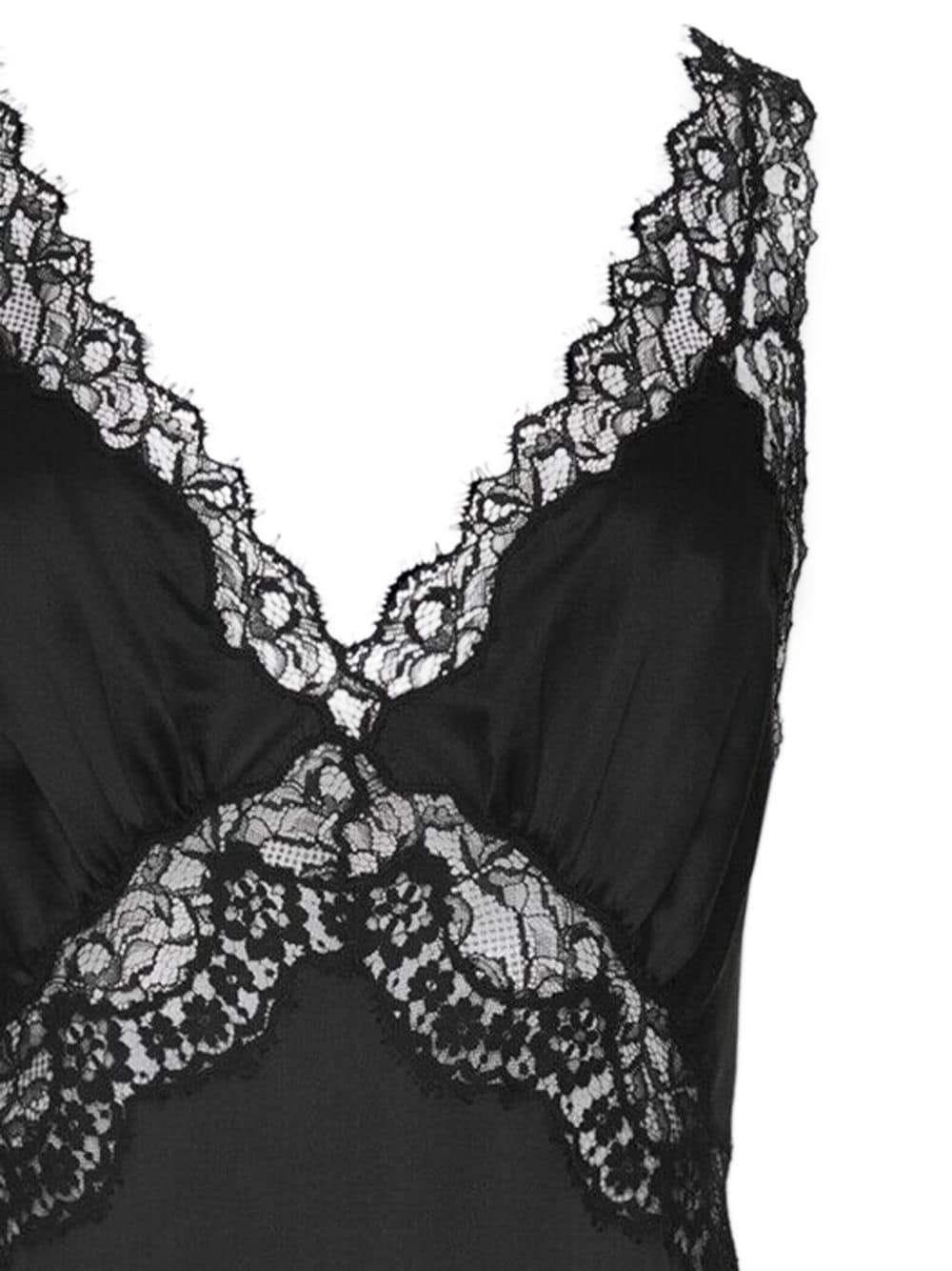 Saint Laurent Black Silk Dress with Lace Panelling