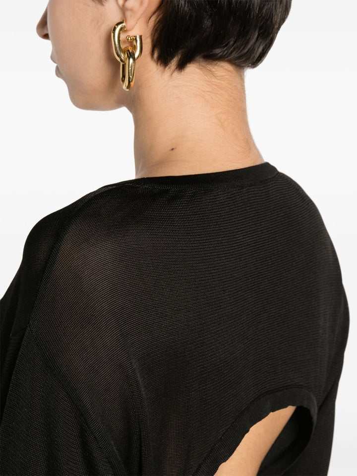 Saint Laurent Black Knitted Semi-Sheer Dress