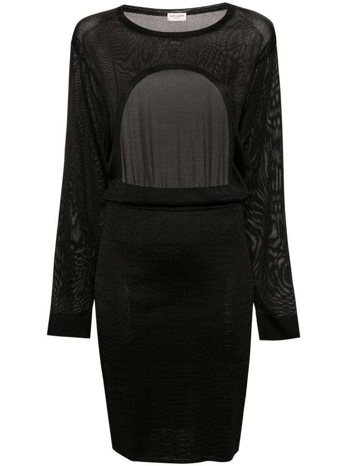 Saint Laurent Black Knitted Semi-Sheer Dress