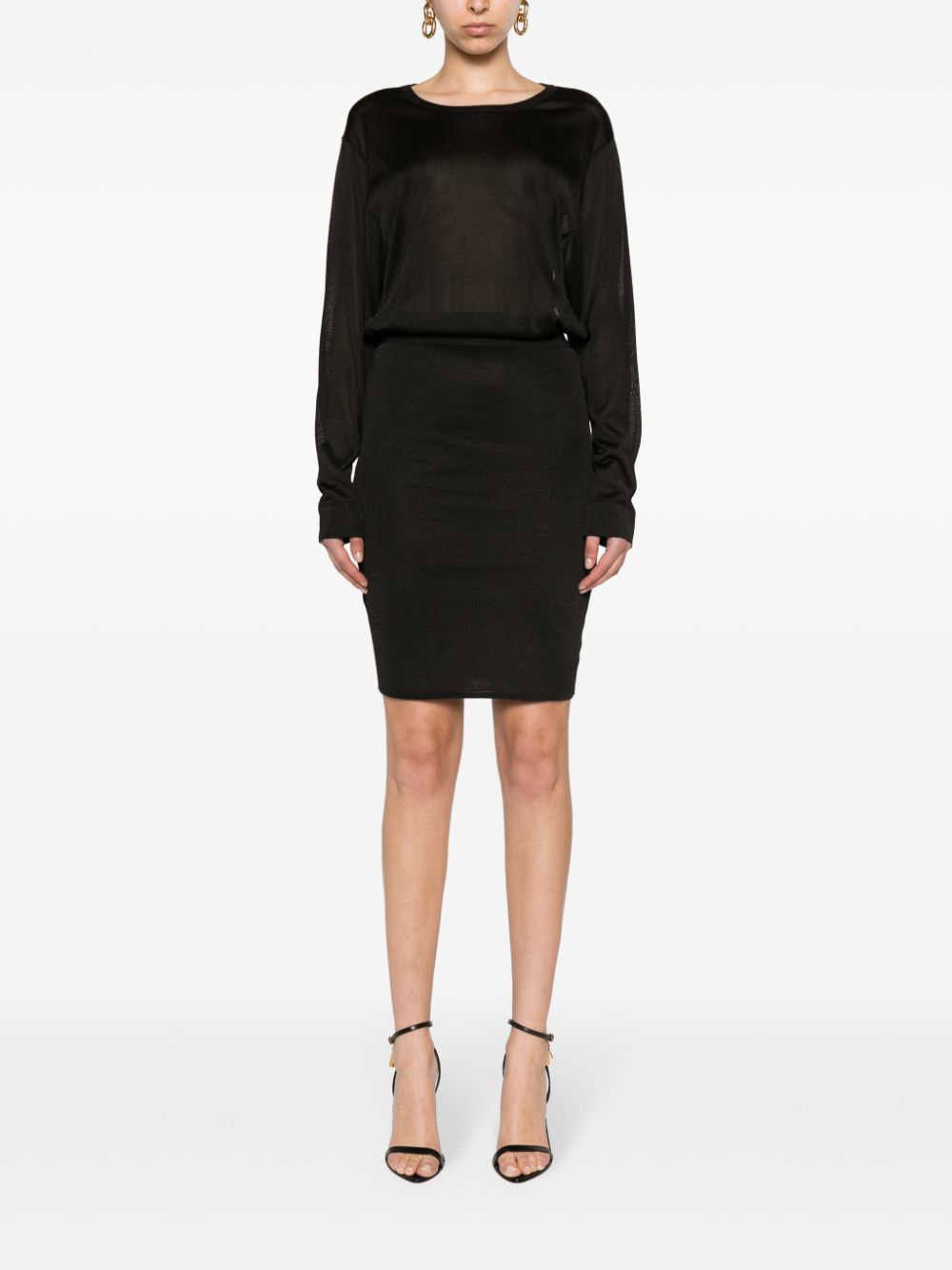 Saint Laurent Black Knitted Semi-Sheer Dress