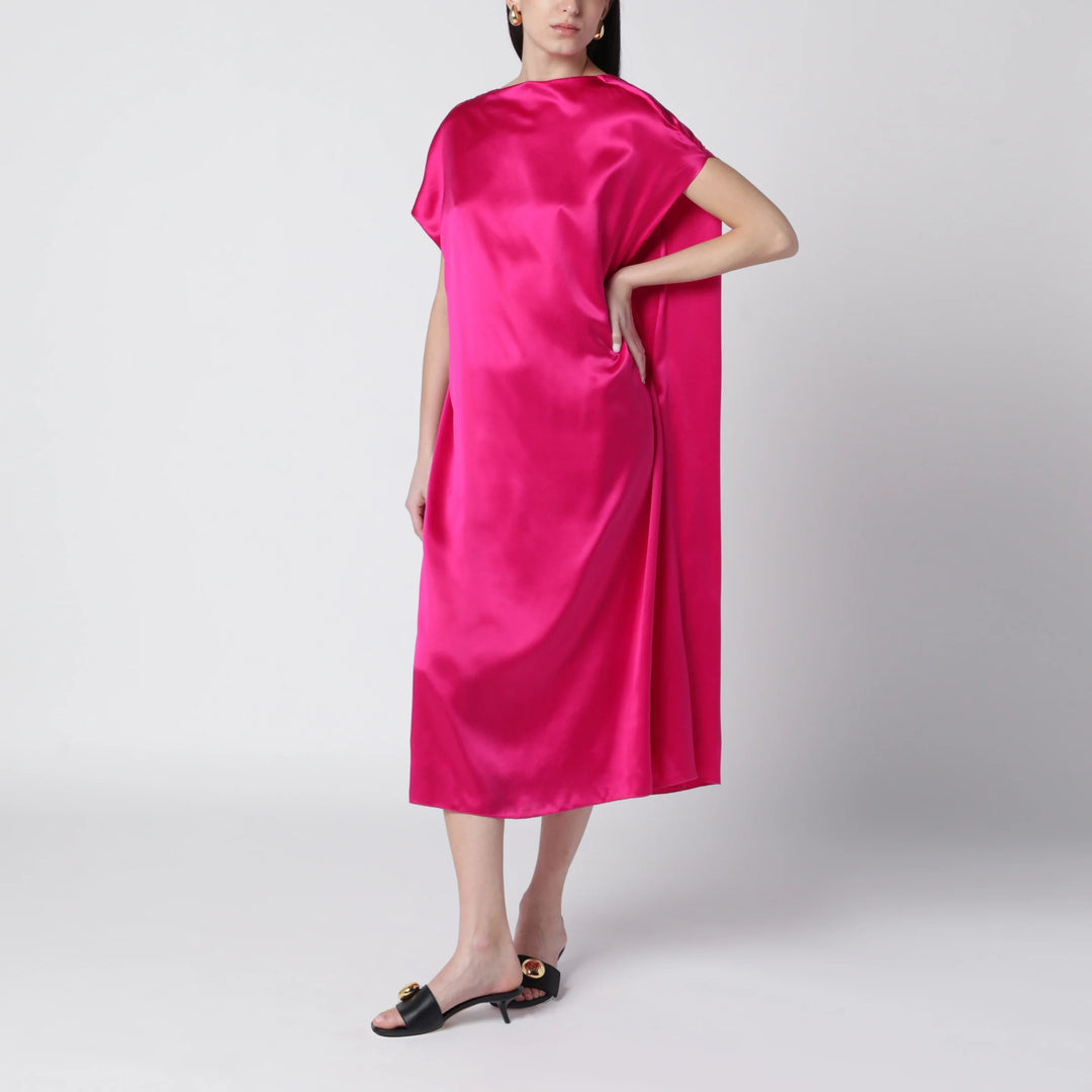Dries Van Noten - Fuchsia silk satin midi dress