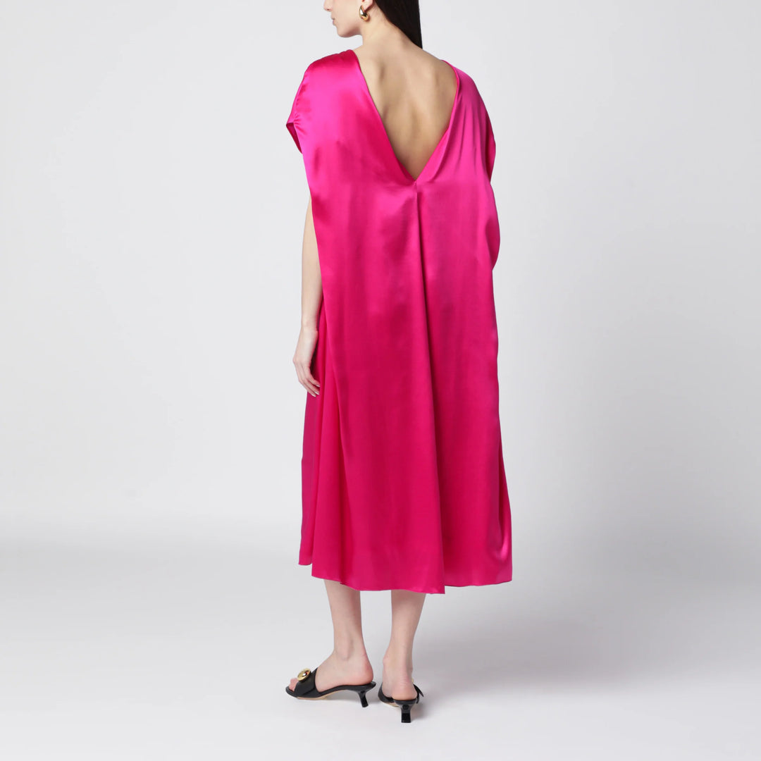 Dries Van Noten - Fuchsia silk satin midi dress