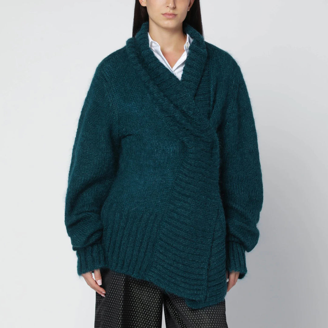 Dries Van Noten - Oversized petroleum green mohair-blend sweater