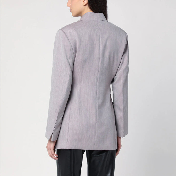 Victoria Beckham - Light grey wool jacket with belt