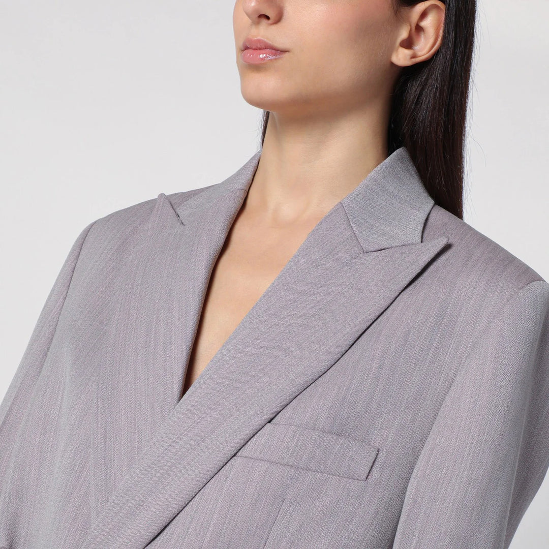 Victoria Beckham - Light grey wool jacket with belt
