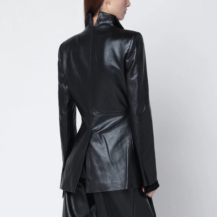 Francesco Murano - Black single-breasted leather blazer