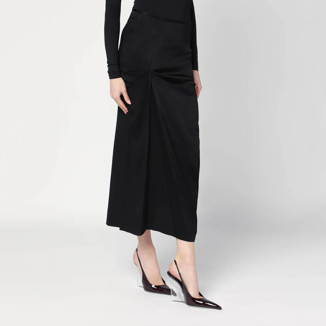 Victoria Beckham - Black midi skirt with draping Brand Skirts 8 UK