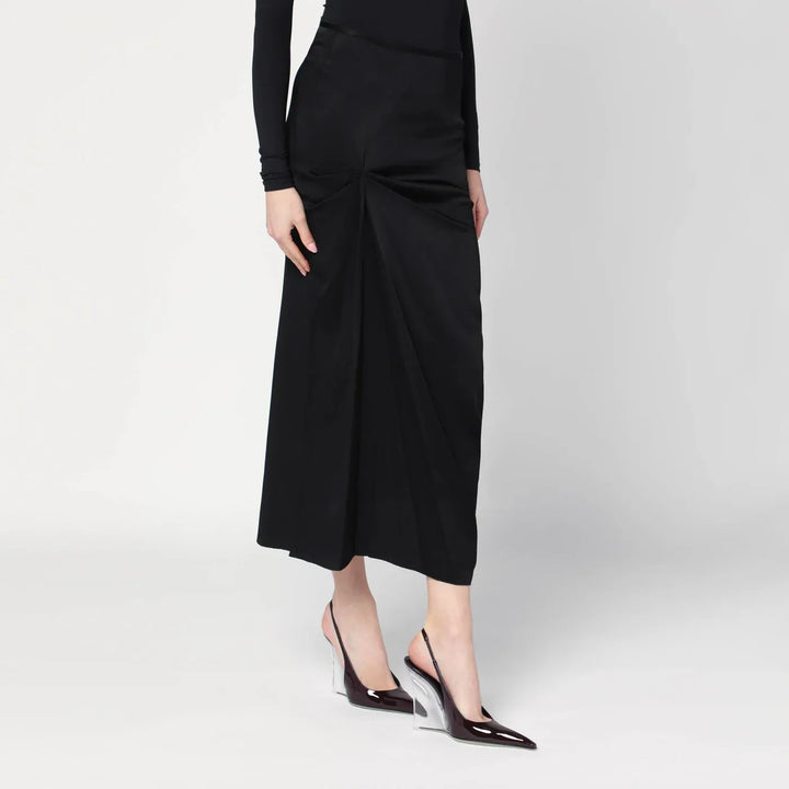 Victoria Beckham - Black midi skirt with draping Brand Skirts 8 UK