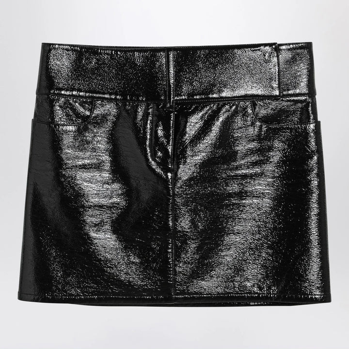 Courrèges - Black Belted Vinyl Mini Skirt