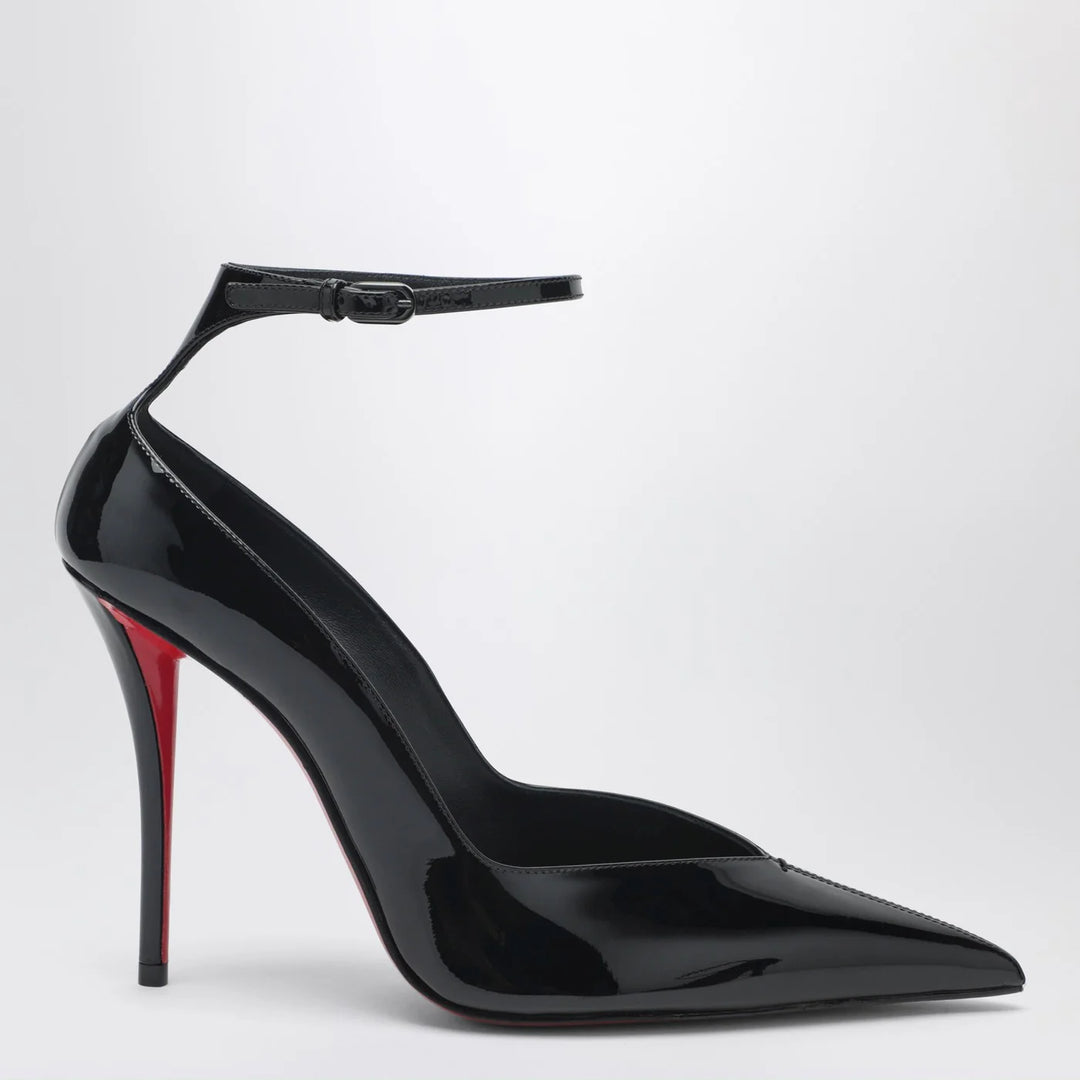 Christian Louboutin - Black patent leather Erozee pumps with ankle strap