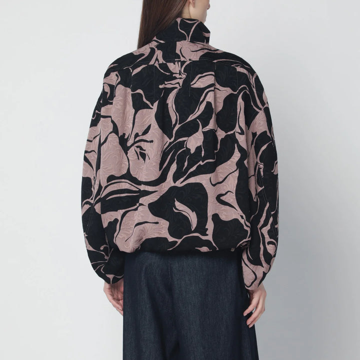 Dries Van Noten - Black jacket with floral jacquard texture