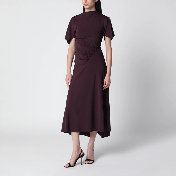Victoria Beckham - Blackcurrant black draped midi dress