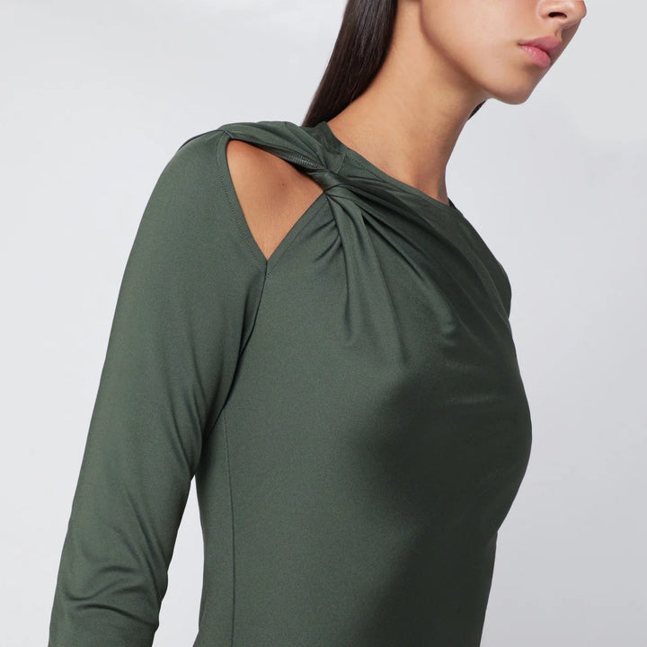 Victoria Beckham - Midi dress in oregano green with interlace