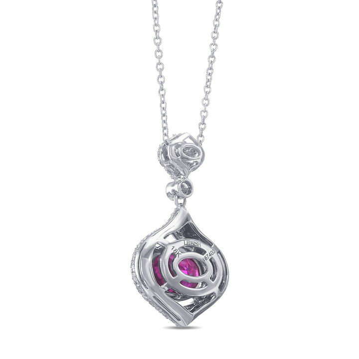 Leibish Oval Ruby and Diamond Drop Pendant