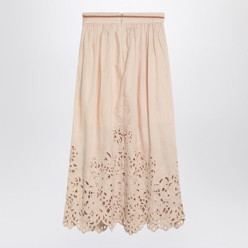 スカート Zimmermann Wylie cream colored midi skirt ZIMMERMANN Wylie cream colored midi skirt