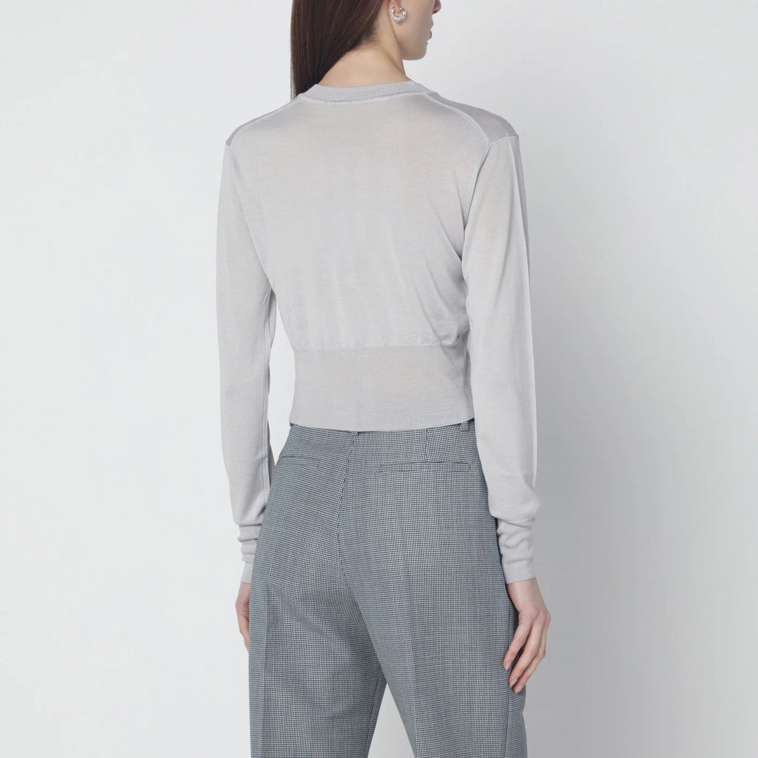 Vivienne Westwood - Light grey cropped wool and silk cardigan